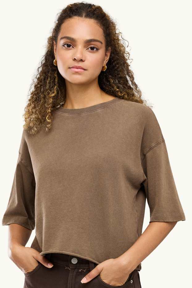 Damen - T-Shirt - Relaxed Fit - taupe