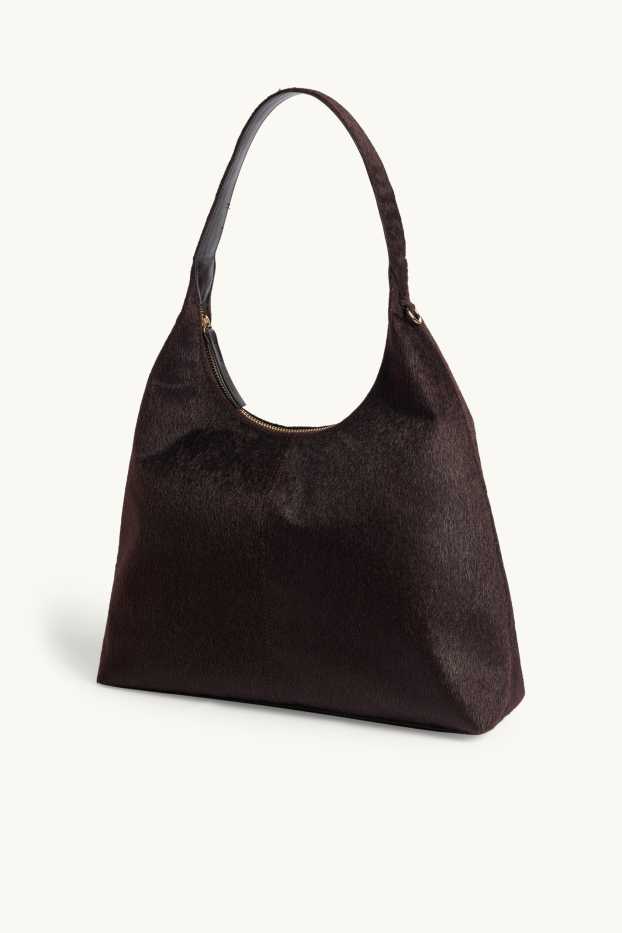 Damen - Großer Kunstfell-Shopper - dunkelbraun