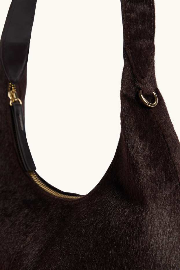 Damen - Großer Kunstfell-Shopper - dunkelbraun