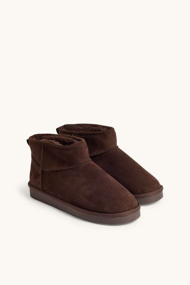 Damen - Ankle Boots - Velourslederimitat - dunkelbraun