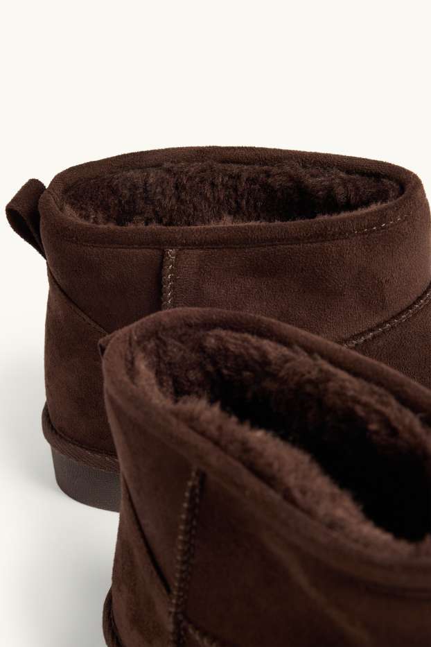 Damen - Ankle Boots - Velourslederimitat - dunkelbraun