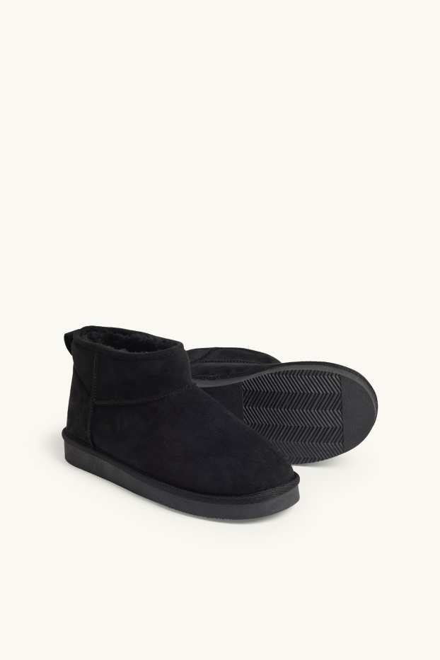 Damen - Ankle Boots - Velourslederimitat - schwarz