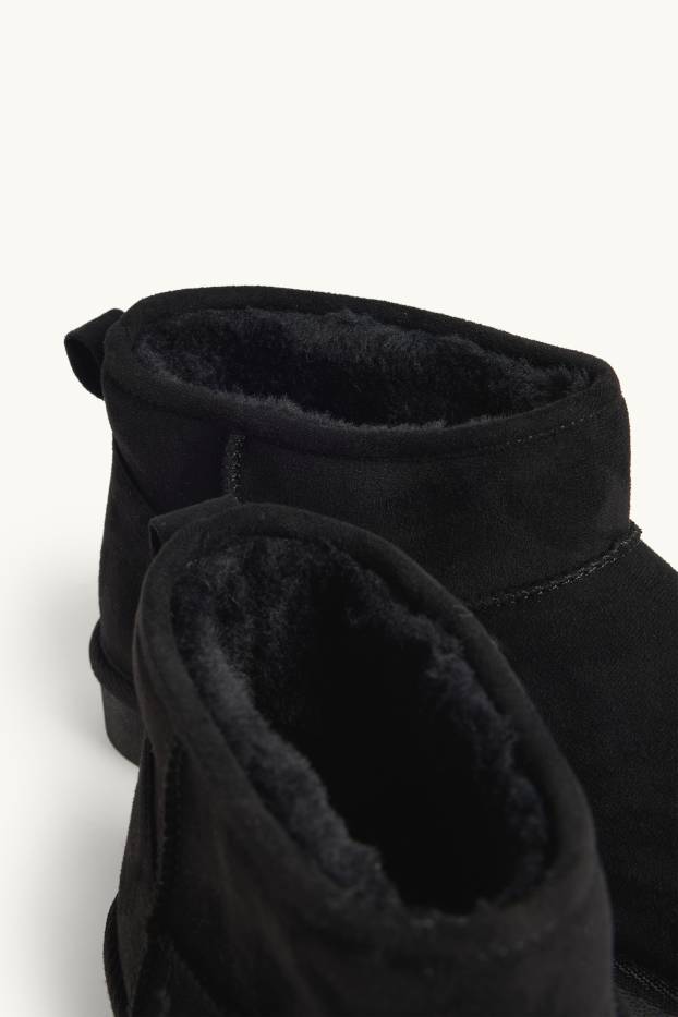 Damen - Ankle Boots - Velourslederimitat - schwarz