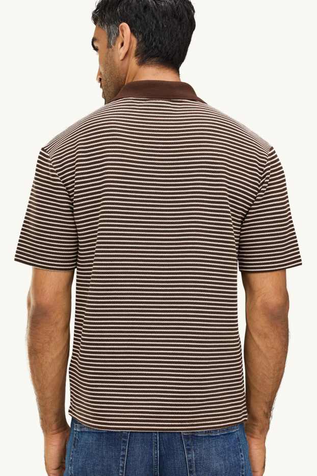 Hommes - Polo - relaxed fit - à rayures - marron / beige