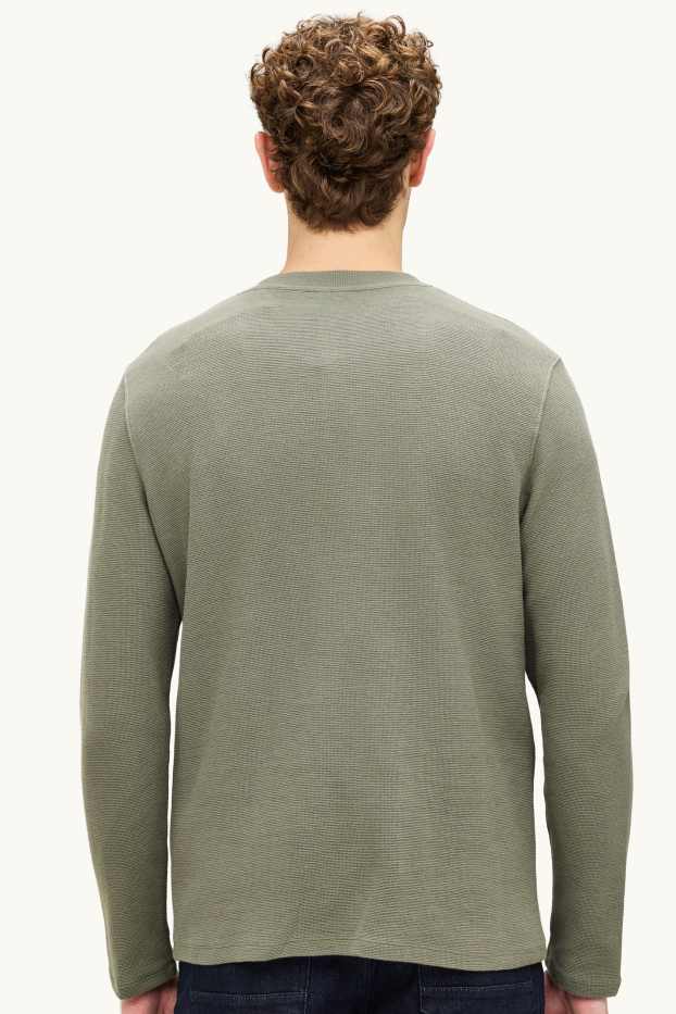 Bărbați - Tricou cu mânecă lungă - regular fit - structurat - verde