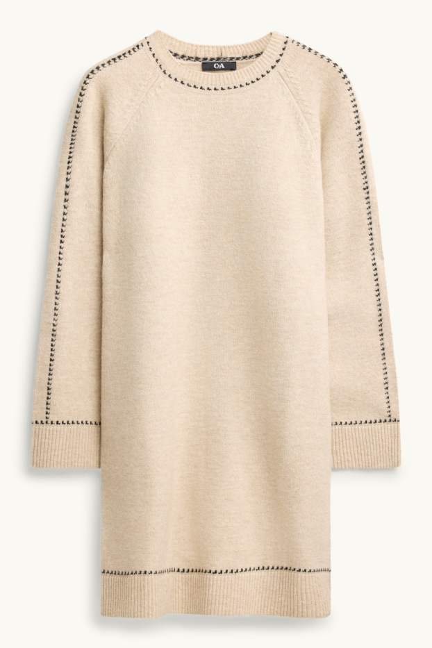 Damen - Strickkleid - Straight Fit - beige