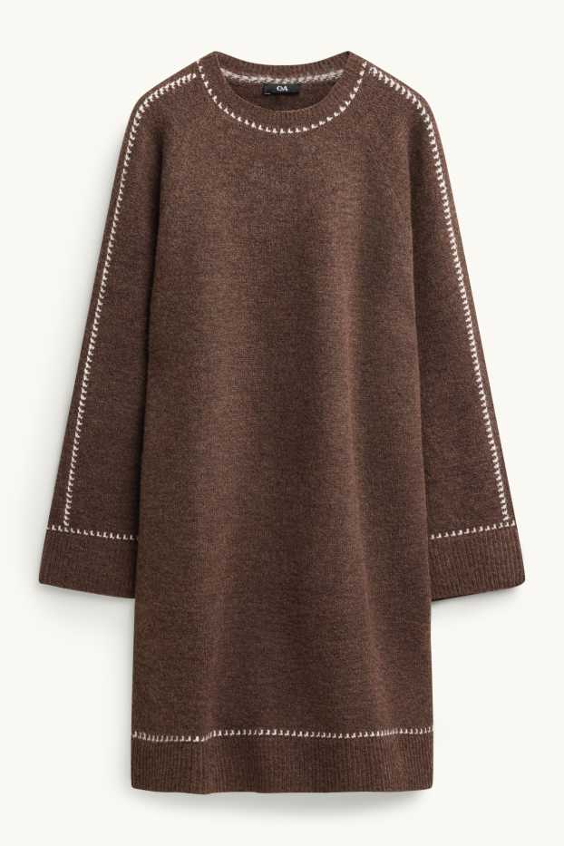Damen - Strickkleid - Straight Fit - braun