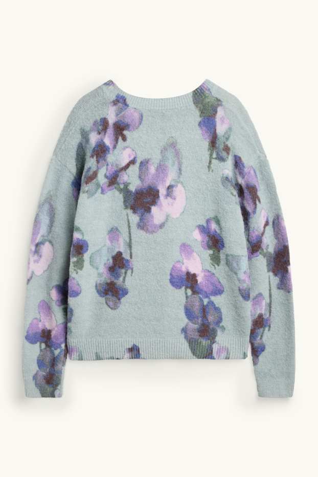 Damen - Pullover - geblümt - mintgrün