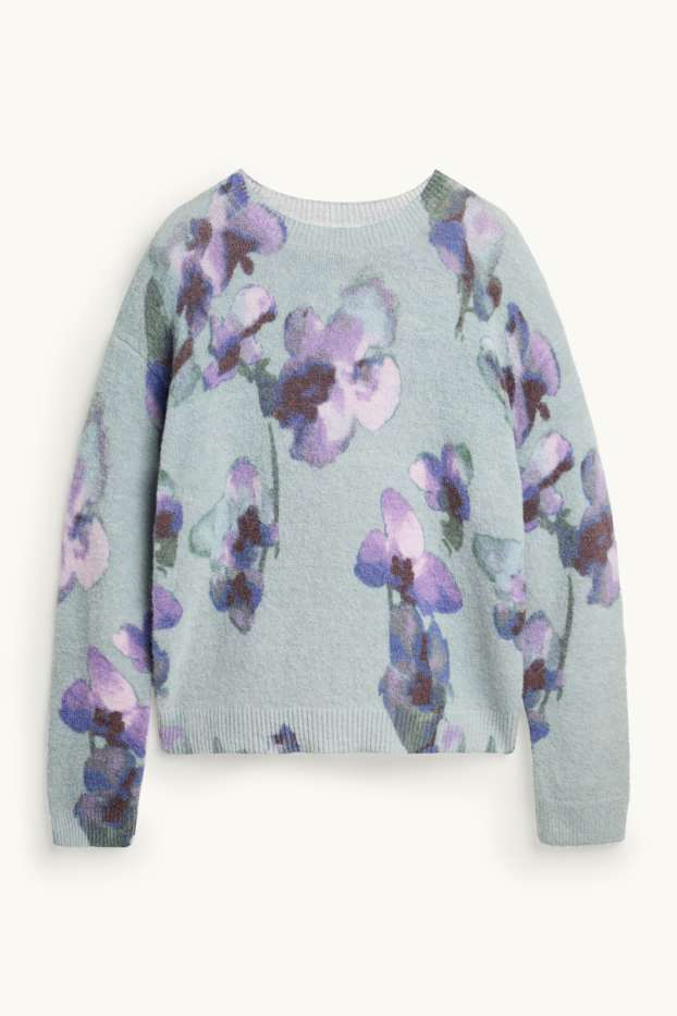 Damen - Pullover - geblümt - mintgrün