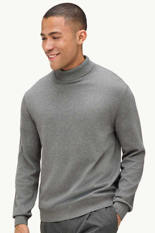 Hommes - Pull à col roulé - gris