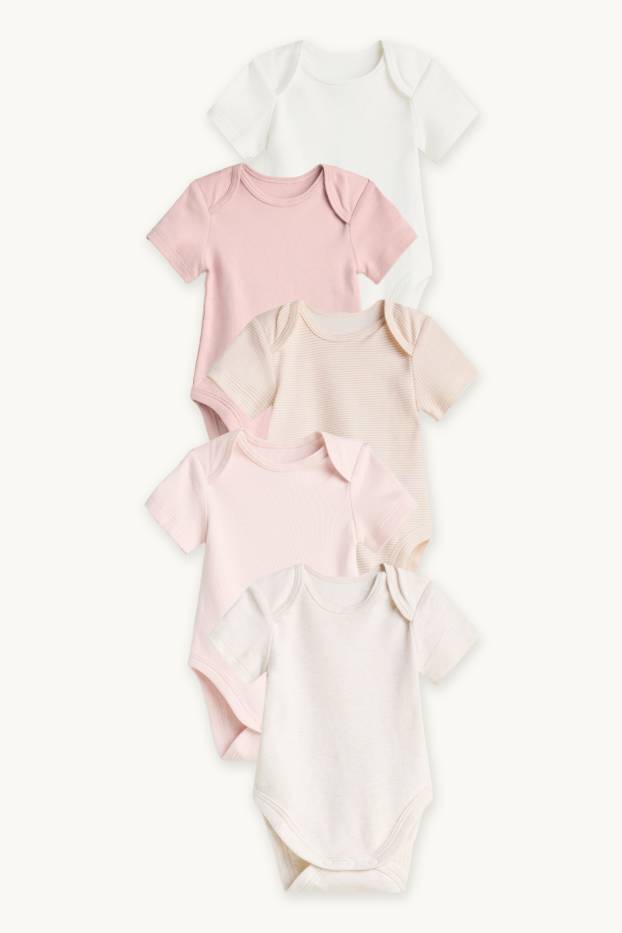 Baby: meisjes - Set van 5 - rompertje - crème wit