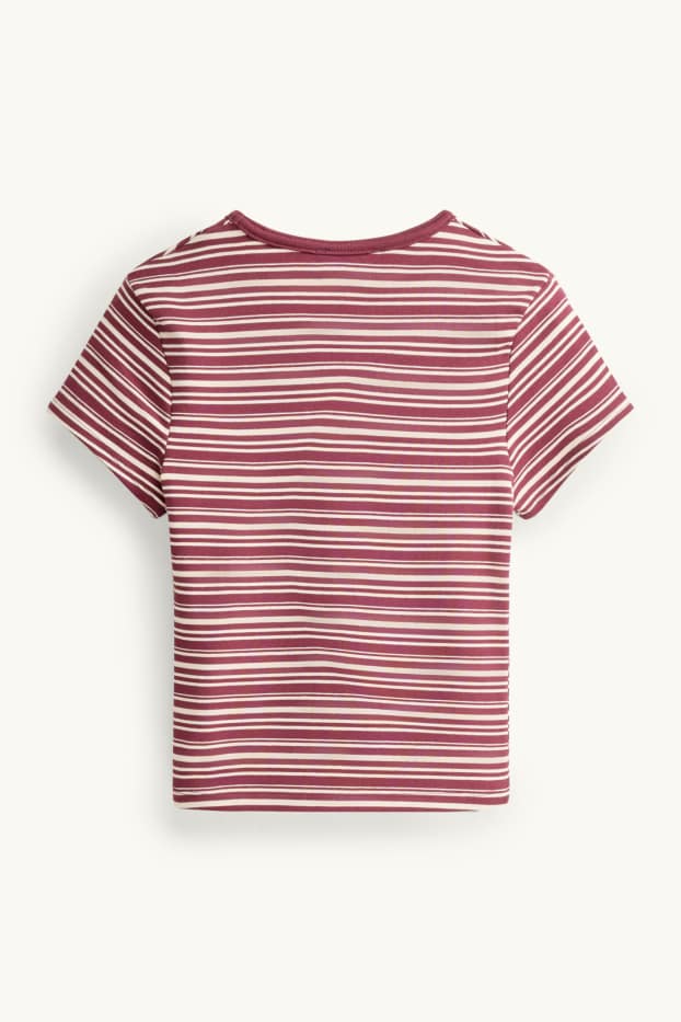 Dames - T-shirt - slim fit - gestreept - rood / wit