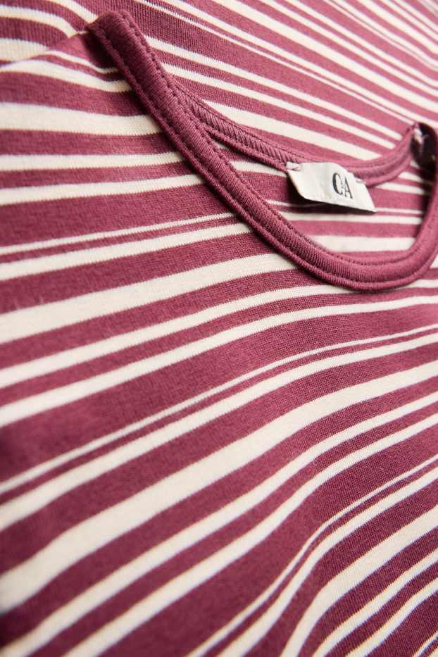 Dames - T-shirt - slim fit - gestreept - rood / wit