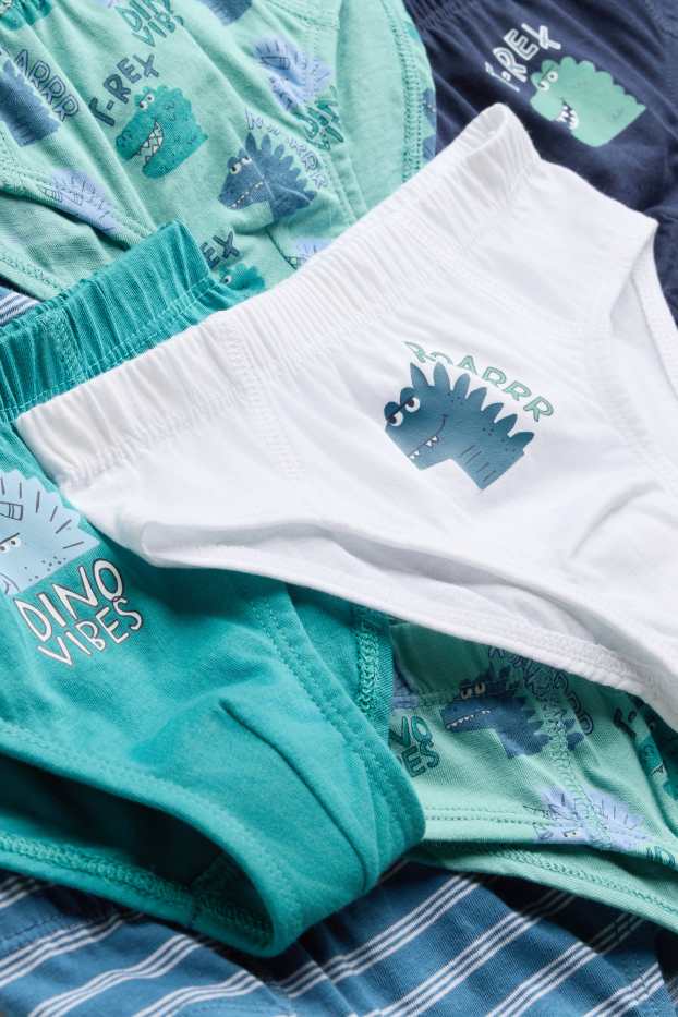 Kinderen: jongens - Set van 7 - dinosaurus - slip - mintgroen
