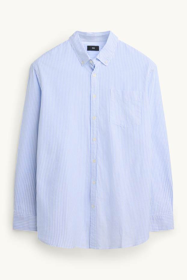 Herren - Hemd - Regular Fit - Button-down - gestreift - hellblau