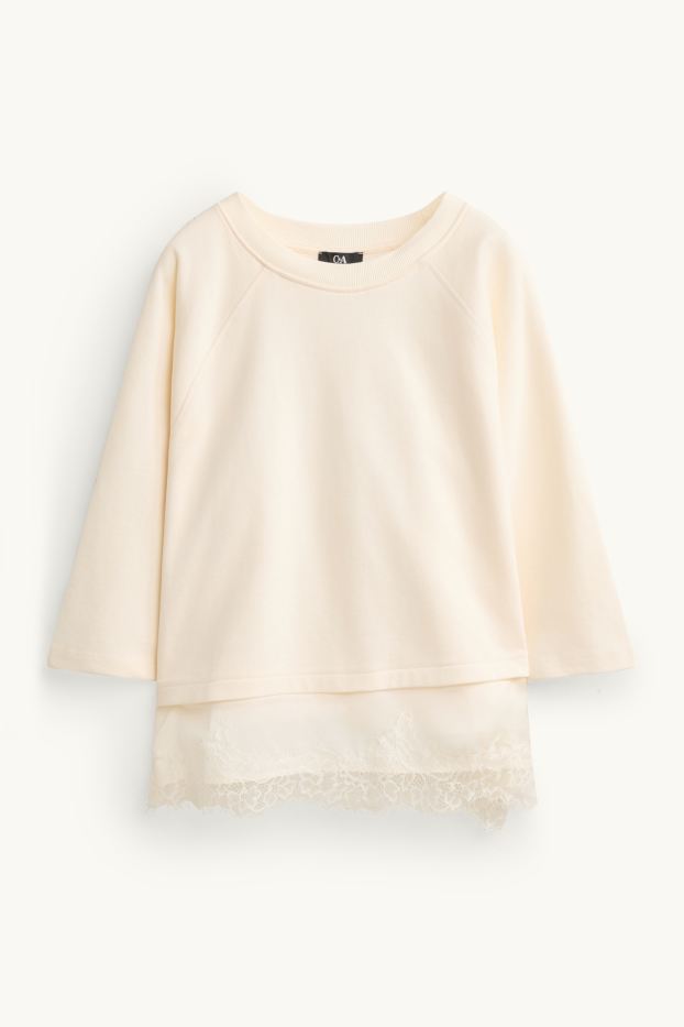 Donna - Felpa - effetto sovrapposto - crema