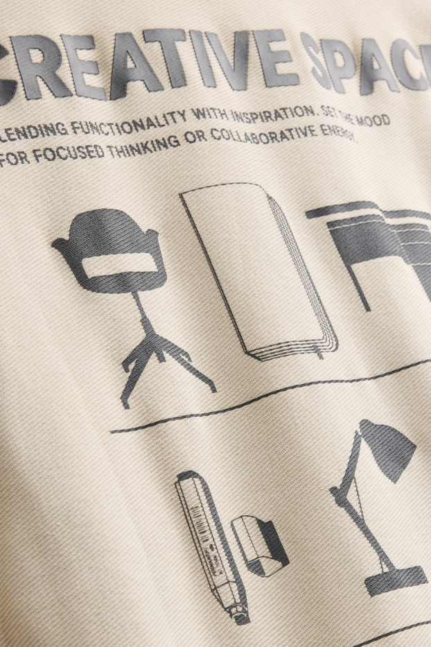 Heren - T-shirt - relaxed fit - crèmekleurig