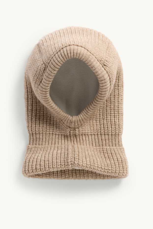 Miminka - chlapci - Kukla Balaclava pro miminka - žebrovaná - hnědá