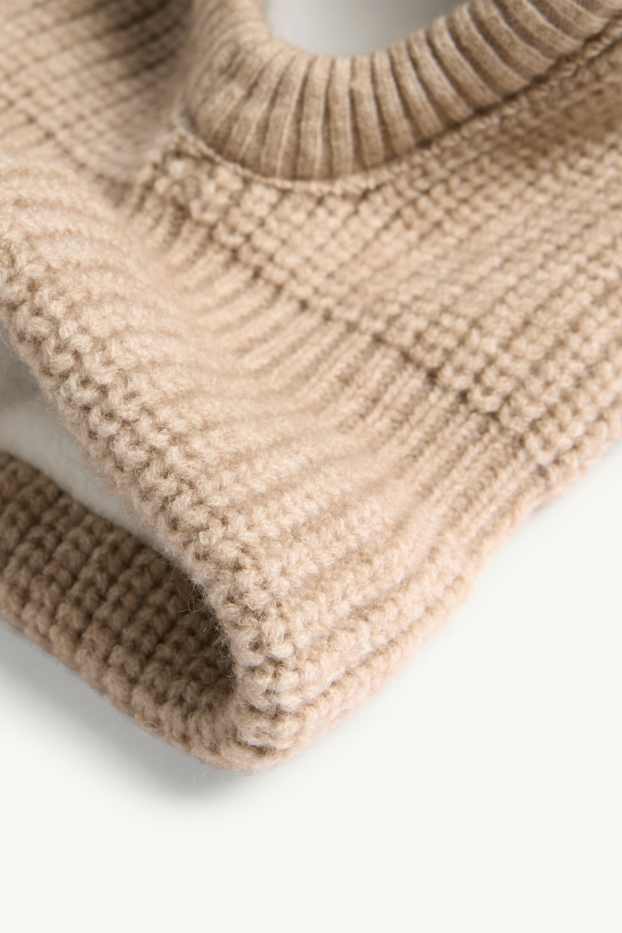 Miminka - chlapci - Kukla Balaclava pro miminka - žebrovaná - hnědá