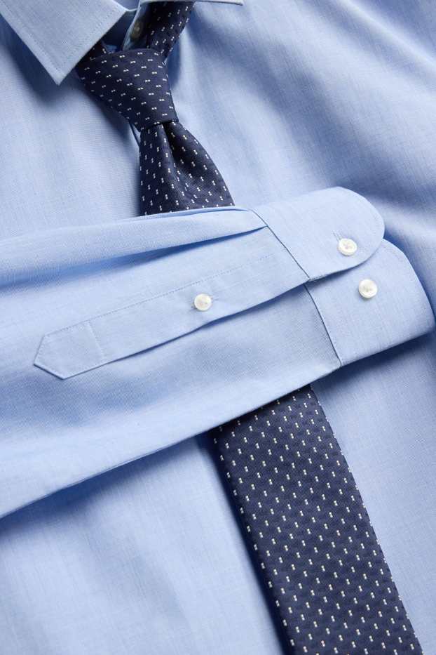 Hommes - Ensemble - chemise de bureau et cravate - 2 pièces - bleu clair