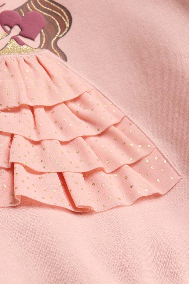 Kinderen: meisjes - Prinses - sweatshirt - glanseffect - lichtroze
