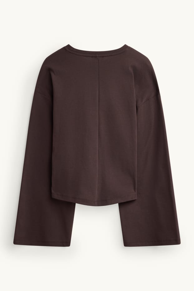 Femmes - Haut à manches longues - slim fit - marron foncé