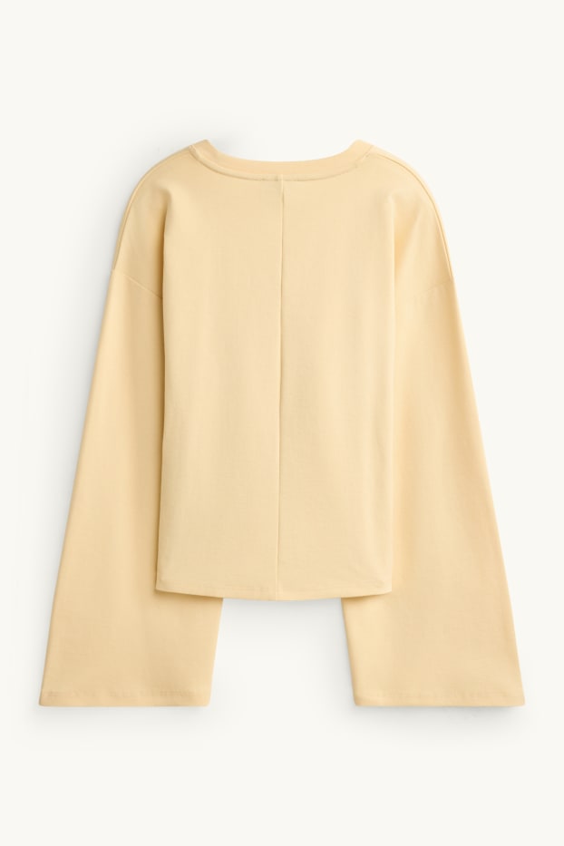 Femmes - Haut à manches longues - slim fit - jaune clair