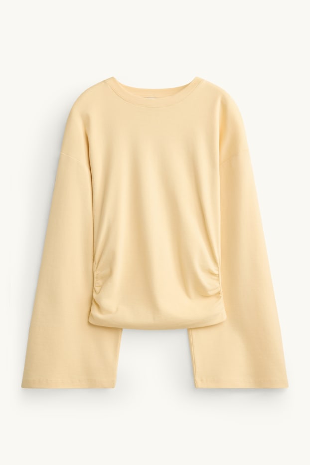 Femmes - Haut à manches longues - slim fit - jaune clair