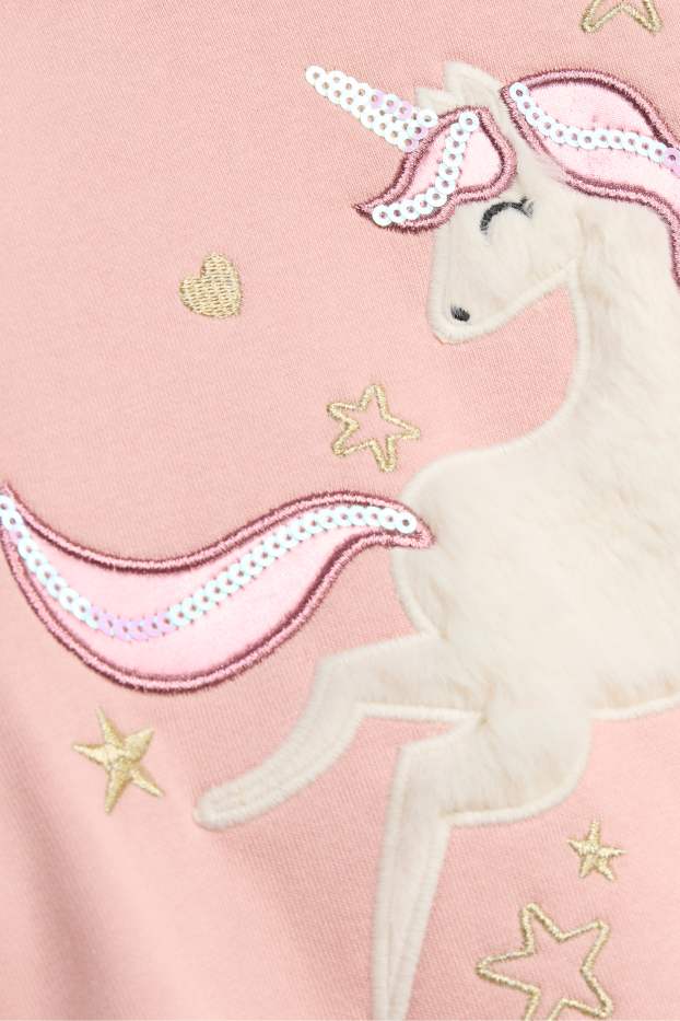 Copii - Fete - Unicorn - bluză de molton - aspect lucios - roz