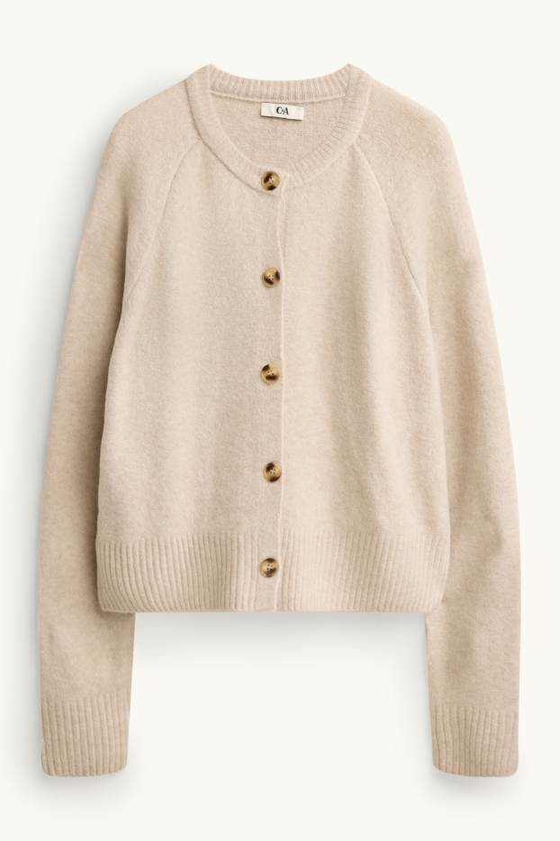 Damen - Strickjacke - hellbeige