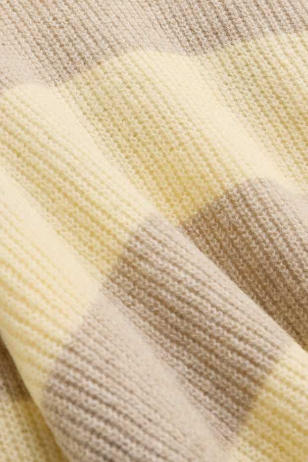 Damen - Pullover - gerippt - gestreift - gelb