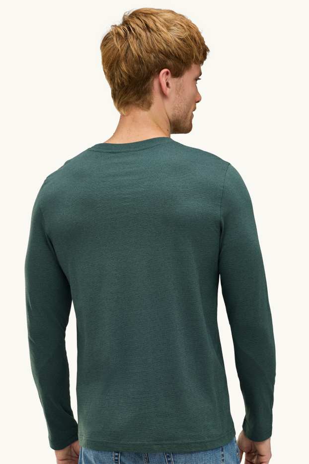 Hommes - Haut à manches longues - regular fit - vert foncé