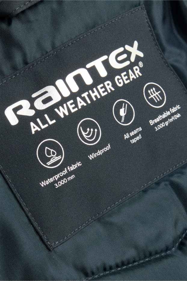 Enfants garçons - Manteau de pluie à capuche - rembourré - imperméable - vert foncé / bleu foncé