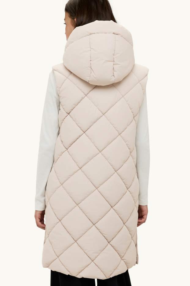 Kinderen: meisjes - Bodywarmer met capuchon - waterafstotend - crème wit