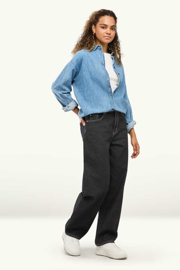 Dámské - Barrel jeans - mid waist - džíny - tmavošedé