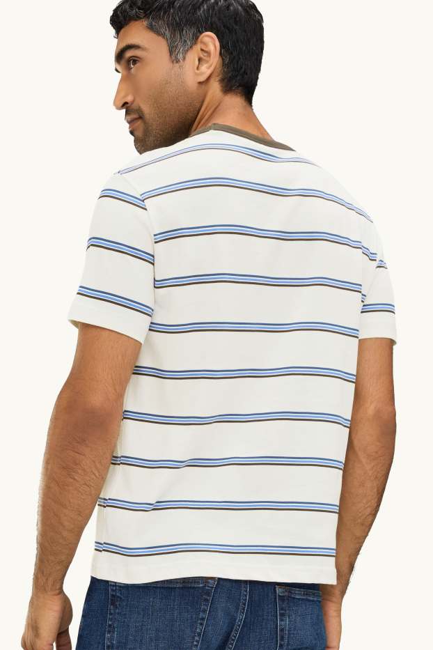 Herren - T-Shirt - Relaxed Fit - gestreift - weiß / blau