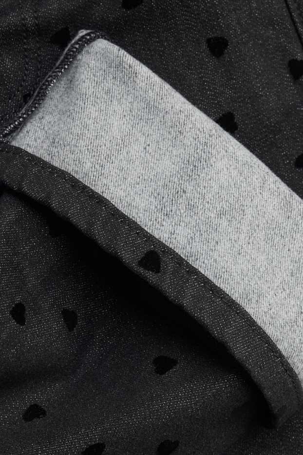 Děti - dívky - Srdíčka - wide leg jeans - černá