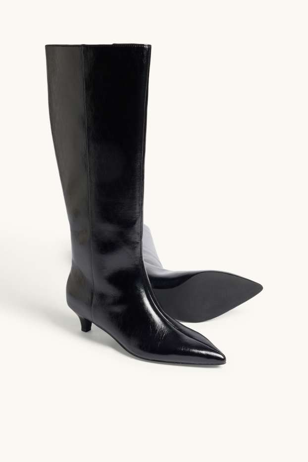 Dames - Laarzen - imitatieleer - glanseffect - zwart