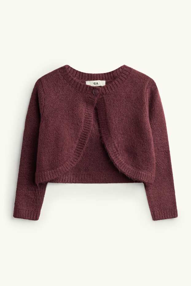 Děti - dívky - Souprava - šaty, bolero a punčochové kalhoty - 3dílná - bordeaux