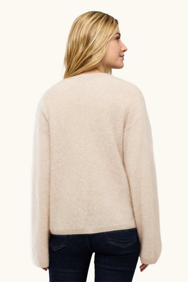 Dames - Vest van kasjmier - crème wit
