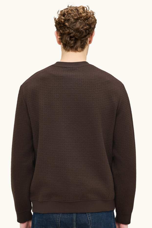Hommes - Sweat - finition texturée - marron foncé