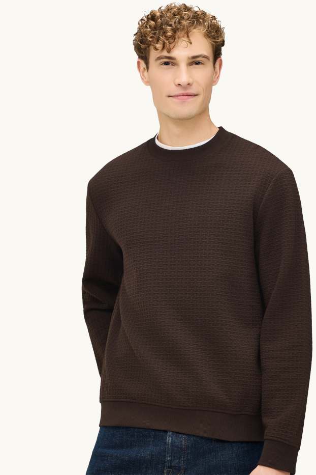 Hommes - Sweat - finition texturée - marron foncé