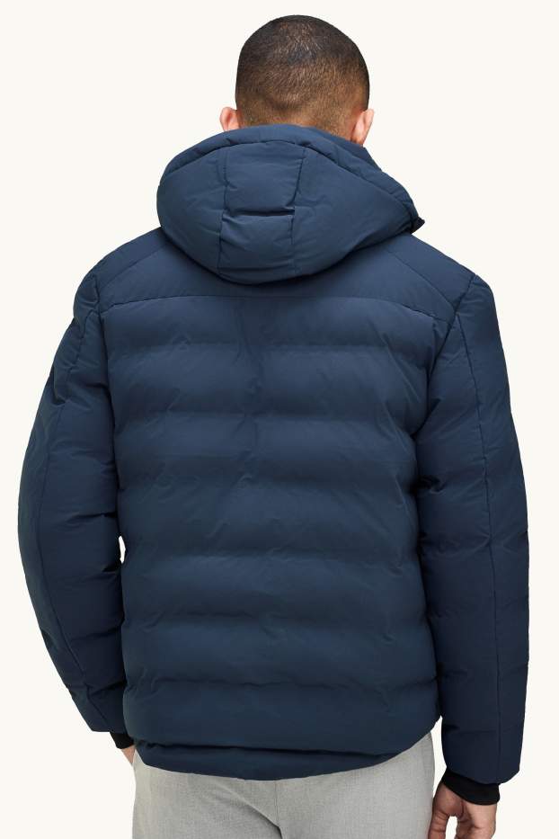 Herren - Steppjacke mit Kapuze - gefüttert - dunkelblau