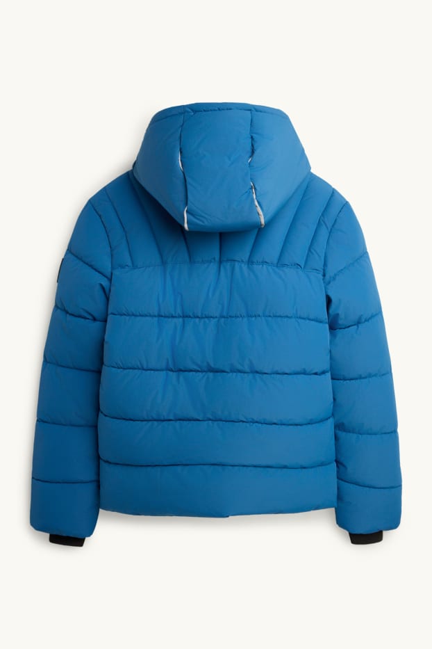 Enfants garçons - Veste de ski à capuche - doublée - déperlante - bleu / noir
