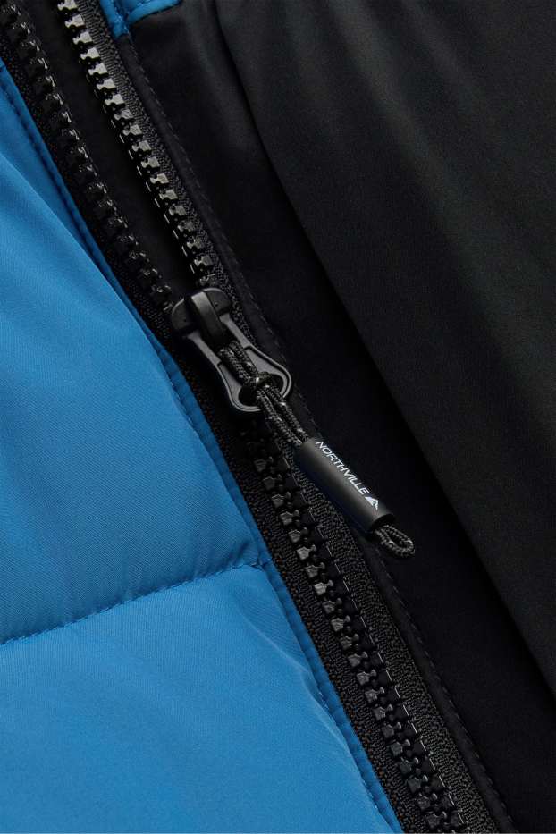 Enfants garçons - Veste de ski à capuche - doublée - déperlante - bleu / noir