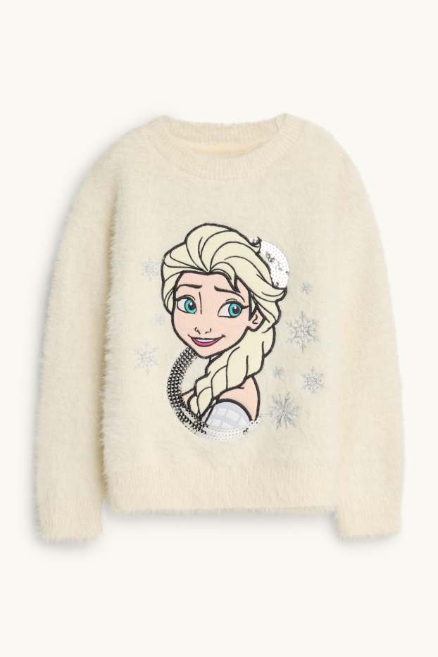 Kinder Mädchen - Die Eiskönigin - Pullover - Glanz-Effekt - cremefarben