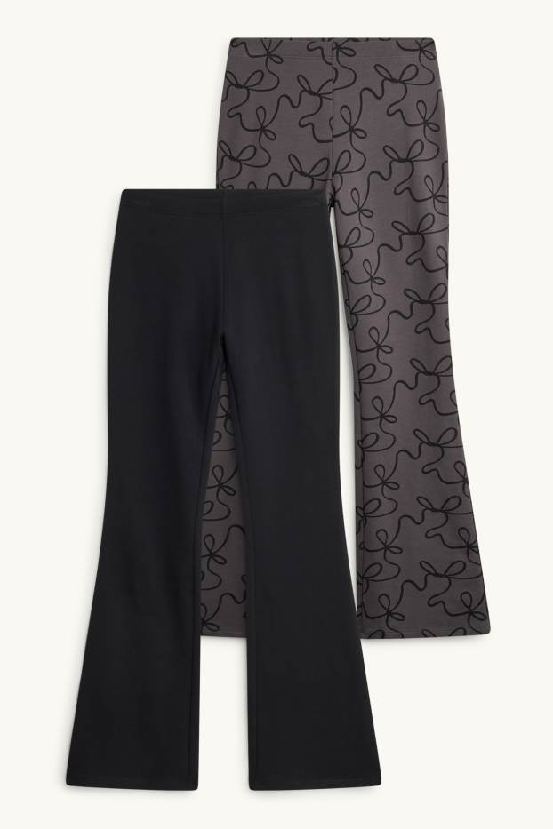 Kinderen: meisjes - Set van 2 - flared legging - grijs / zwart