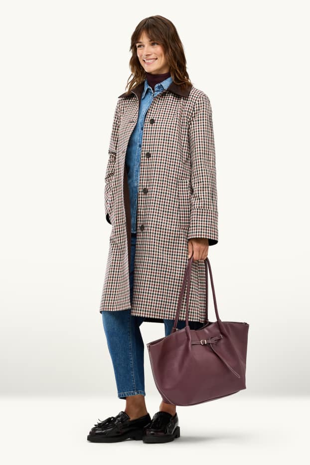 Dámské - Velká kabelka shopper - imitace kůže - bordeaux