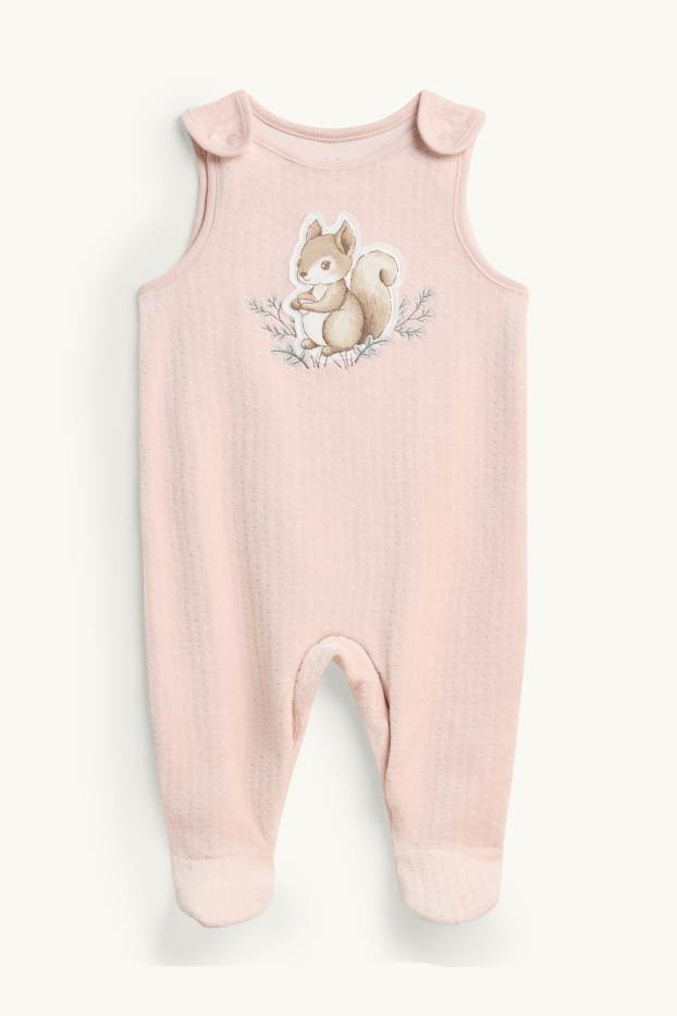 Nadó nena - Esquirol - pijama d’una peça - per a nadó - 2 peces - blanc/rosa