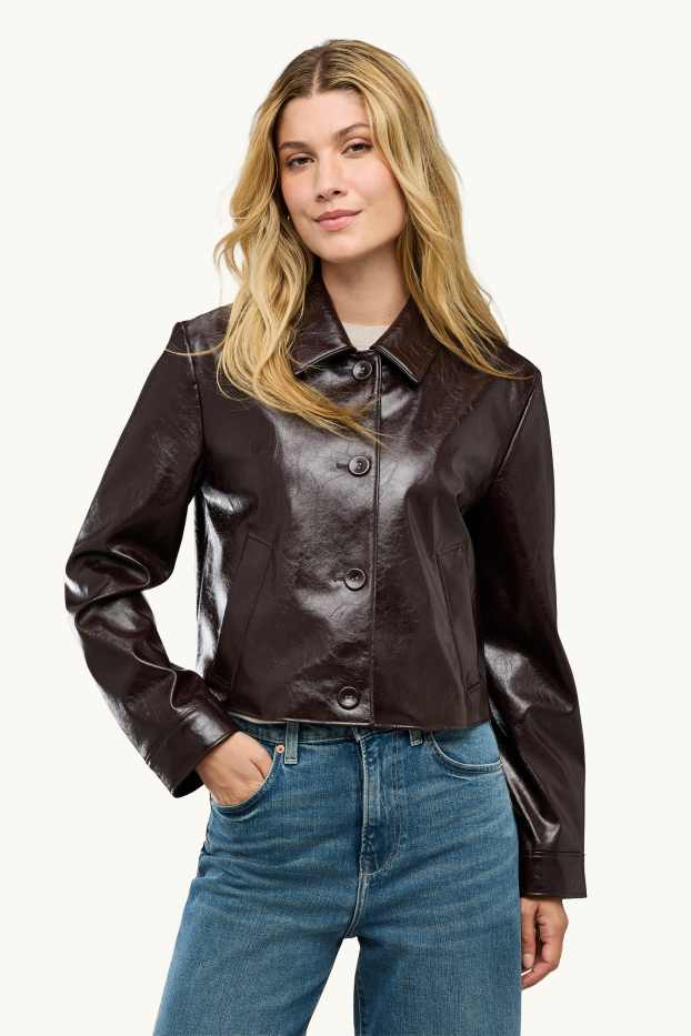 Donna - Giubbotto - similpelle - marrone scuro
